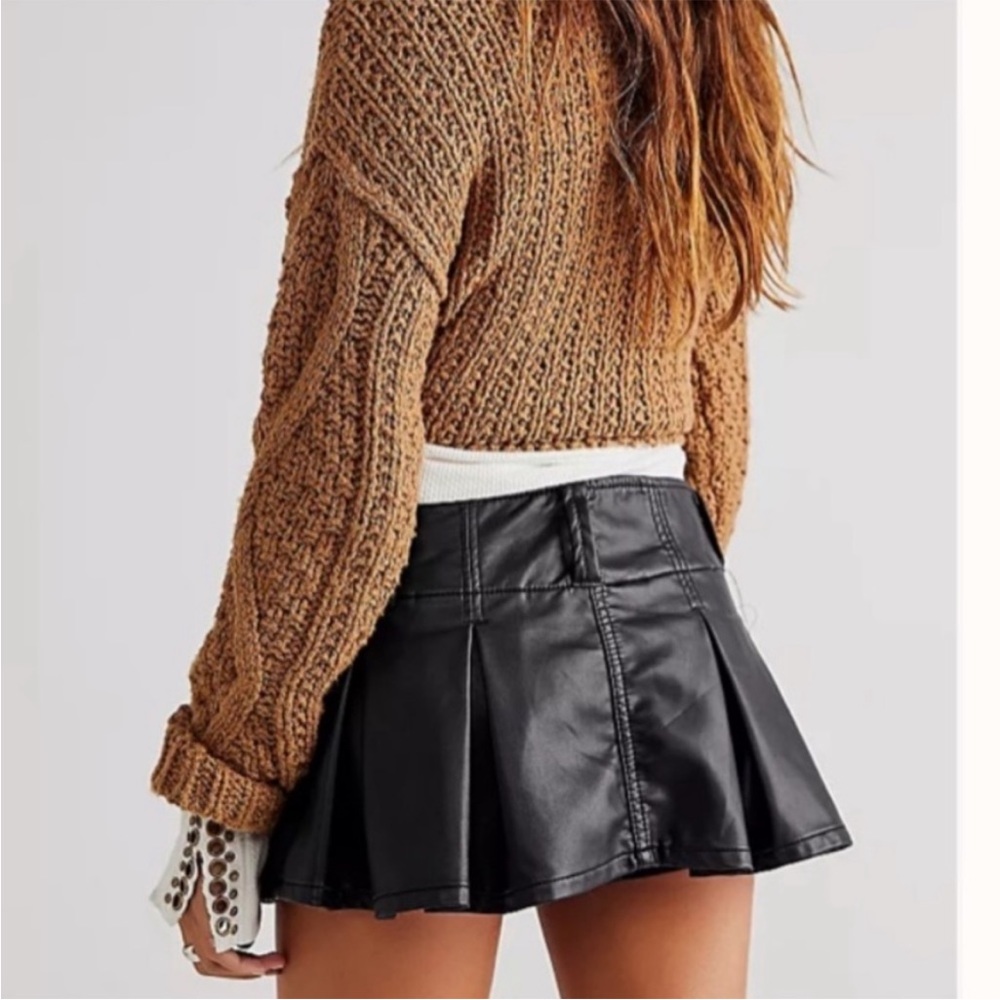 Free People Vegan Pleated Micro Mini Skirt